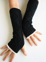 Casual Lace Knitted Warm Fingerless Gloves