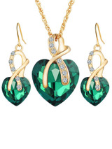 Casual Heart-Shaped Austria Crystal Necklace And Earring Casual Heart-Shaped Austria Crystal Necklace And Earring