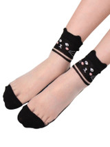 Casual Girl's Cartoon Cat See Through Sock