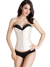 Casual Strapless Zips Embossed Lace-Up Corset