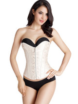 Casual Strapless Zips Embossed Lace-Up Corset