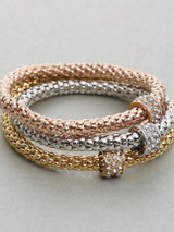 Casual 3 Pieces Rhinestone Elastic Chain Bracelet