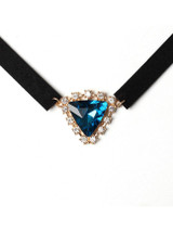 Casual Crystal Pendant Velvet Choker Necklace