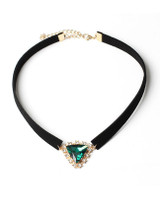 Casual Crystal Pendant Velvet Choker Necklace