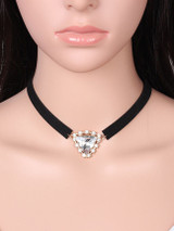Casual Crystal Pendant Velvet Choker Necklace