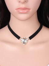 Casual Crystal Pendant Velvet Choker Necklace