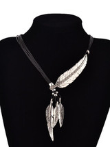 Casual Metal Feather Pendant Necklace