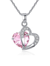 Casual Faux Crystal Rhinestone Heart Necklace