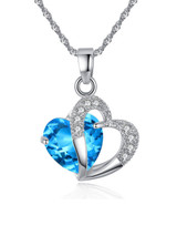 Casual Faux Crystal Rhinestone Heart Necklace