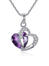 Casual Faux Crystal Rhinestone Heart Necklace