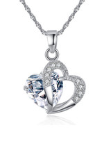 Casual Faux Crystal Rhinestone Heart Necklace