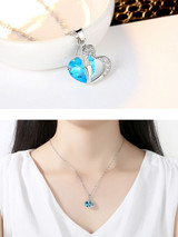 Casual Faux Crystal Rhinestone Heart Necklace