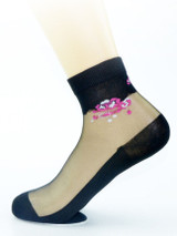 Casual Patchwork See-Through Floral Short Sock