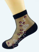 Casual Patchwork See-Through Floral Short Sock