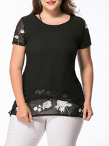 Casual Round Neck Printed Plus Size T-Shirt