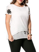 Casual Round Neck Printed Plus Size T-Shirt