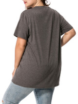 Casual V-Neck Stylish Letters Printed Plus Size T-Shirt