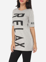 Casual Letter Printed Modern Round Neck Short Sleeve T-shirt Casual Letter Printed Modern Round Neck Short Sleeve T-shirt