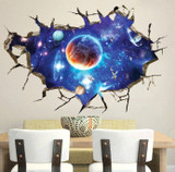 Galaxy Space 3D Wall Mural Removable Wall Sticker Art Vinyl Decal Room Decor (Color: Multicolor)