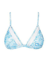 Casual Blue Lace Floral Print Bikini Set