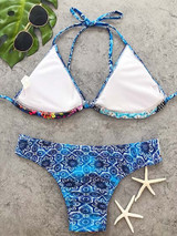 Casual Boho Style Multi Color Floral Print Bikini Set