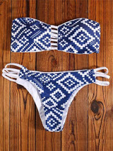 Casual Bohemian Style Bandeau Floral Print Bikini Set