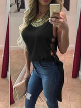 Casual Going out Open Back Solid Color Top