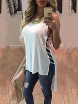 Casual Going out Open Back Solid Color Top