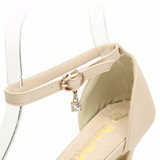 Casual Pure Color Summer Buckle Beaded Peep Toe High Heel Sandals
