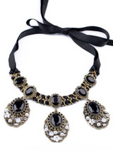 Casual Imitation Stone Pendant Adjustable Choker Necklace