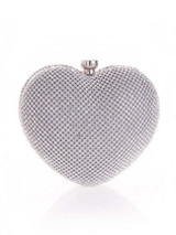Casual Gold Heart Rhinestone Evening Clutch Bag