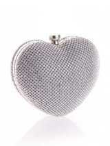 Casual Gold Heart Rhinestone Evening Clutch Bag