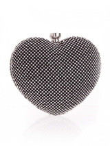 Casual Gold Heart Rhinestone Evening Clutch Bag