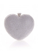 Casual Gold Heart Rhinestone Evening Clutch Bag