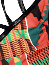 Casual Sexy Halter Strappy Contrast Trim Printed Bikini