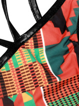 Casual Sexy Halter Strappy Contrast Trim Printed Bikini