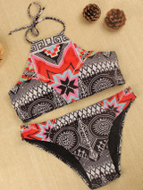 Casual Attractive Halter Unique Printed Bikini