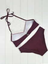 Casual Halter Decorative Lace Hollow Out Bikini