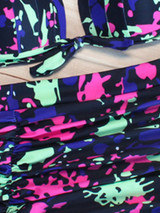 Casual Halter Ruched Abstract Print Bikini