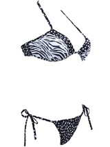 Casual Black White Halter Animal Printed Bikini