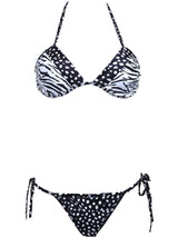 Casual Black White Halter Animal Printed Bikini