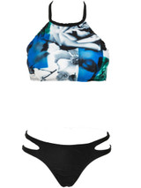 Casual Halter Cutout Abstract Print Bikini