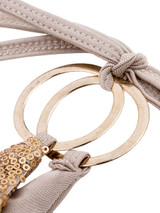 Casual Sparkling Halter Decorative Hardware Sequin Plain Triangle Bikini