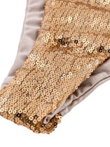 Casual Sparkling Halter Decorative Hardware Sequin Plain Triangle Bikini