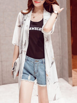 Casual Side-Vented Floral Hollow Out Kimono