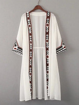 Casual Crochet Hollow Out Longline Kimono
