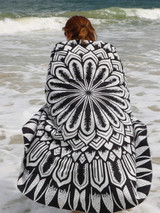 Casual Black Floral Printed Round Shawl