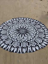Casual Black Floral Printed Round Shawl