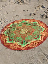 Casual Green Gradient Round Beach Shawl