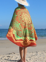 Casual Green Gradient Round Beach Shawl